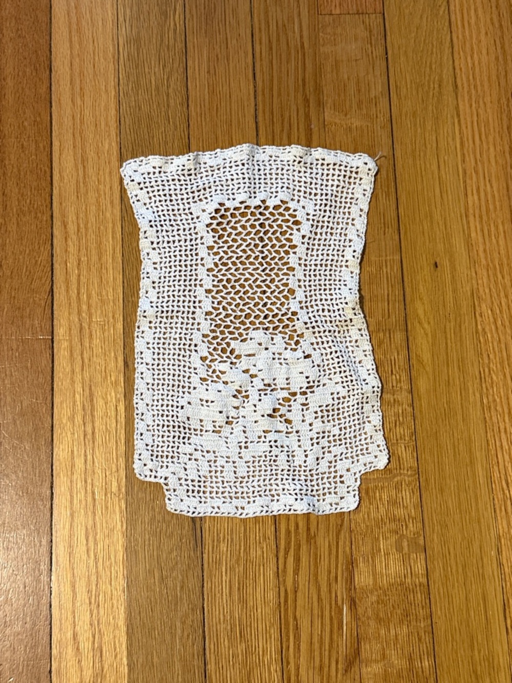 Vintage Handmade White Cream Crochet Knitted Flower Table Linen Doily